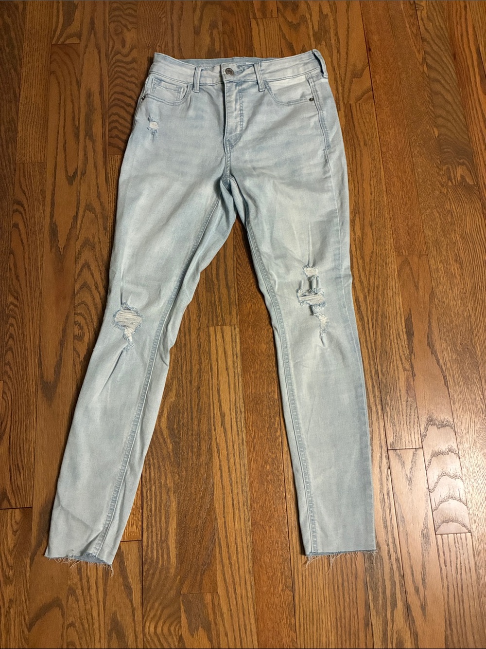 Light Blue Distressed high rise skinny jeans